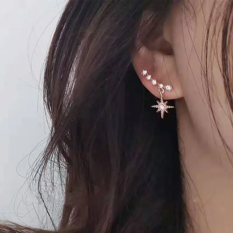 

New 2023 contracted delicate crystal Star temperament Drop earrings Women Korean Classic style small Earrings Fashion Jewelry