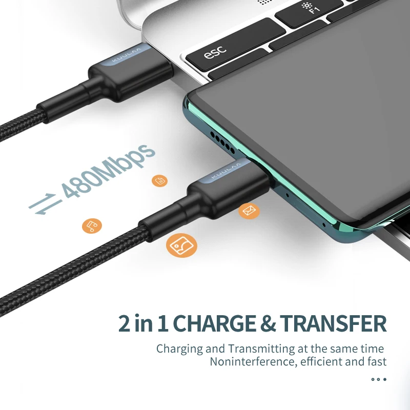 KUULAA USB Cable for Lightning 2.4A Fast Charging Cable for iPhone 14 13 12 11 Pro Max Xs X 8 7 Plus Wire USB Data Charge Cable