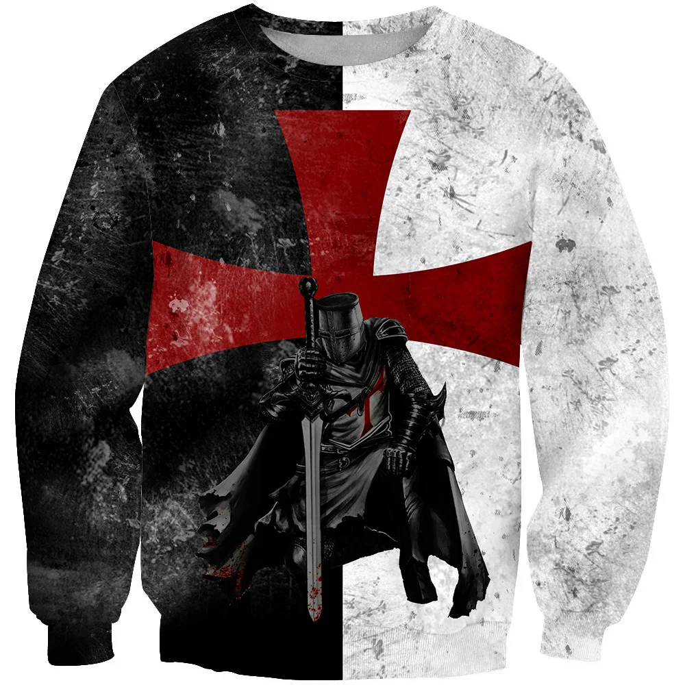 Christmas Hatless 3D Digital Printing Black Warrior Series Round Neck Pullover Long Sleeve Sweater sweatshirts