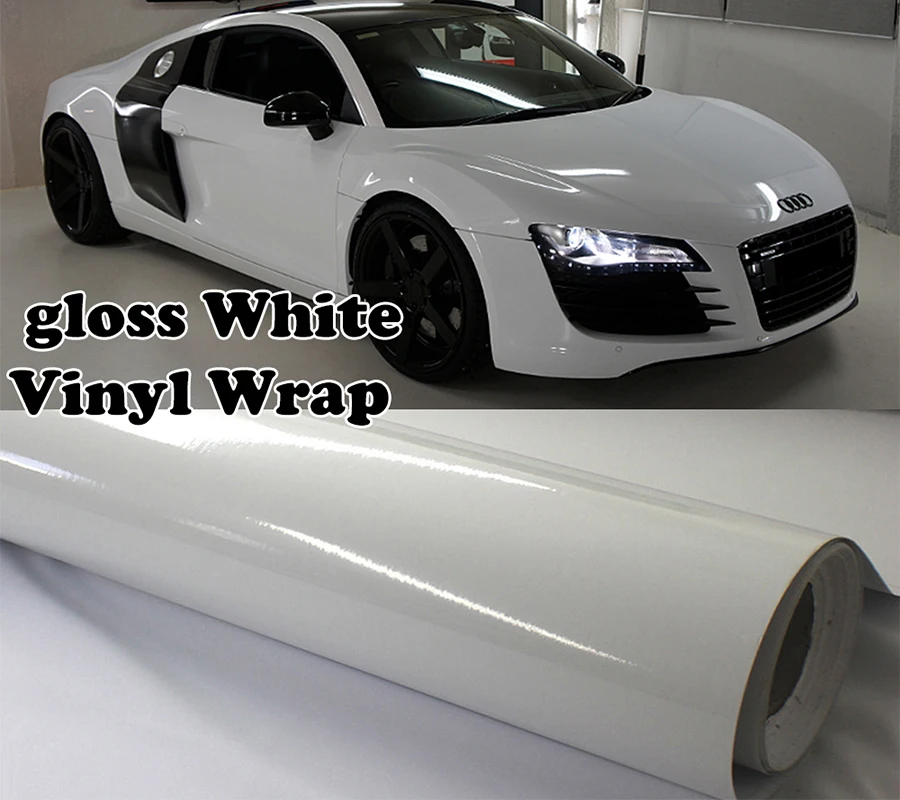 

12"X 60" Glossy Gloss White Wrap Vinyl Covering Film Sticker Decal Roll Sheet with Air Bubble Free 300mm X1520mm