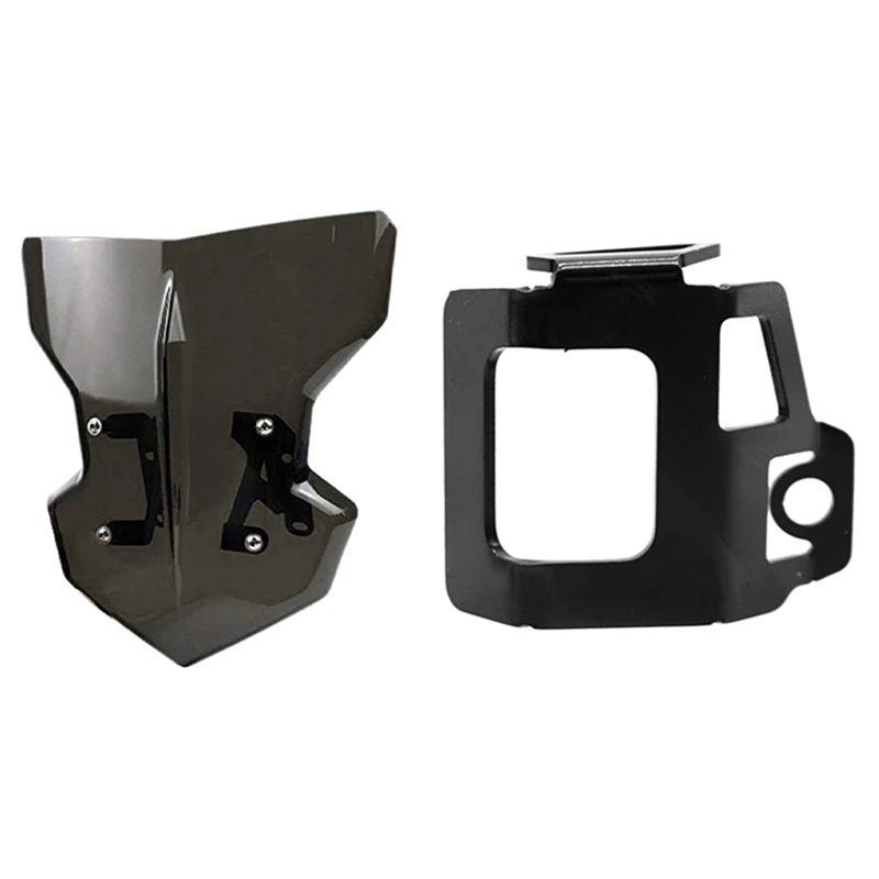 

2 Pcs Motorcycle Accessories: 1 Pcs Rear Brake Fluid Reservoir Guard Cover & Wind Shield Screen Mounting Bracket