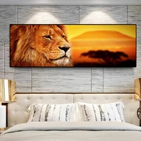 5d diamond painting kit lion sunset diamond embroidery wall art animal painting handwork gift living room bedroom home decor