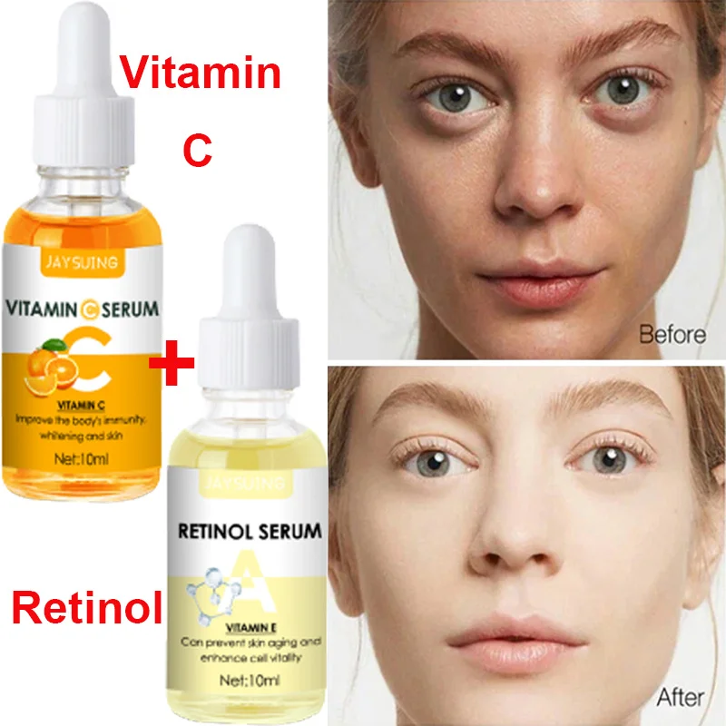 

Vitamin C Retinol Face Serum Set Brighten Essence Anti-Aging Firm Lift Fade Wrinkles Oil Control Moisturizing Improve Dull Skin