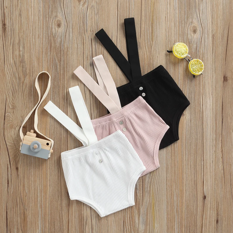 

Детские комбинезоны, однотонные ребристые шорты на подтяжках с эластичным поясом для девочек и мальчиков 0-18 месяцев, 3 цвета s