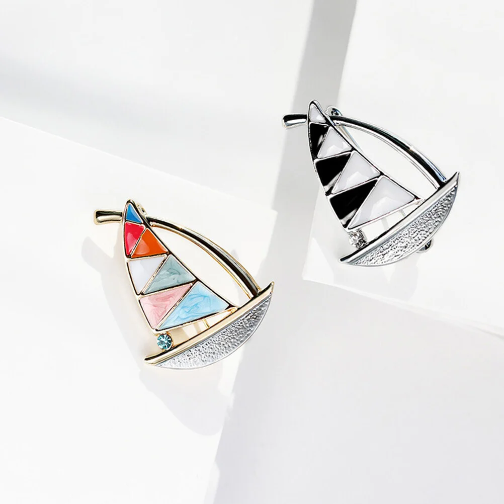 Decorate Costume Props Decoration Sailboat Shape Breastpin Brooch Graduation Gift Simple Style Brooches Rhinestone