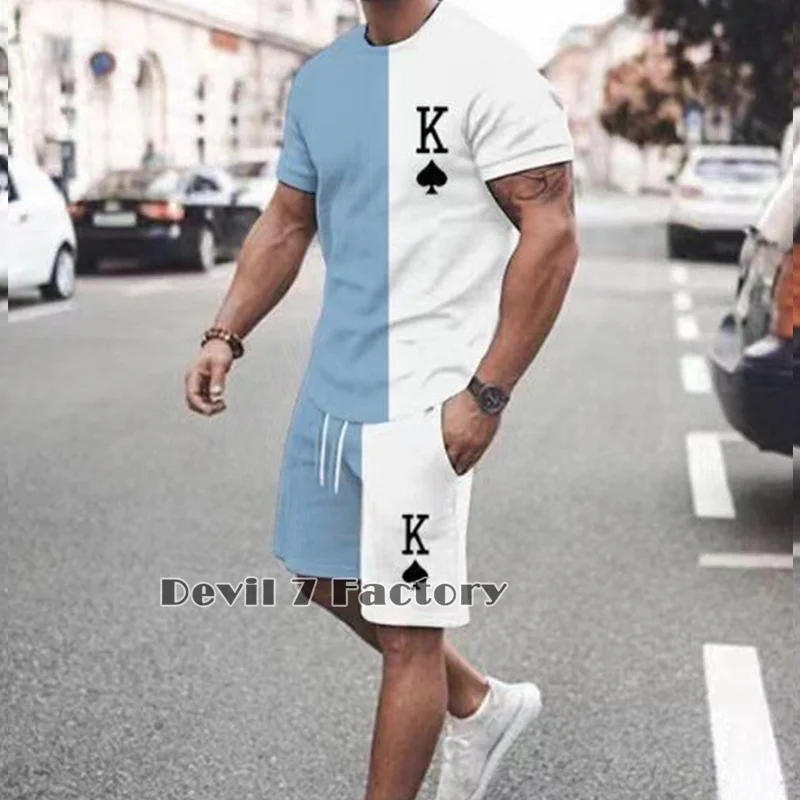 Men's Summer Tracksuit T-Shirt Shorts Set Fashion Sports Short Sleeve Outfit 3D Print Casual Jogging Man Clothing Outdoor Suits