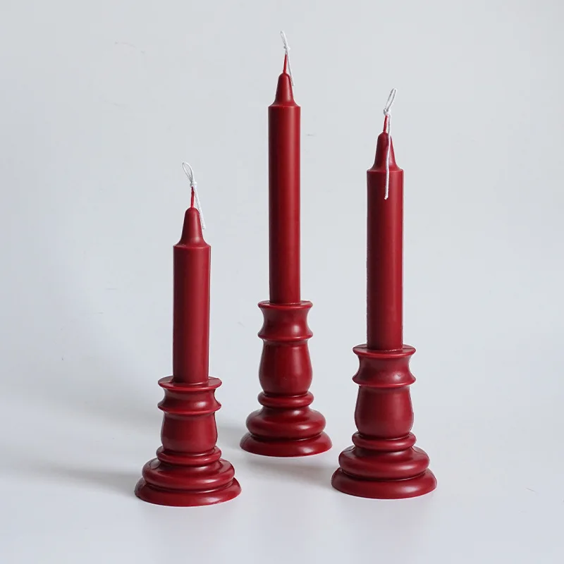 

Vintage European Style Candlestick Simulation Long Pole Pc Acrylic Candle Mold Handmade Aromatherapy Candle Making Plastic Molds