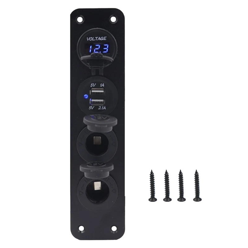 

Professional Vehicle Voltmeter Dual USB Charging Port Power Socket Multifunction Panel for Cellphone Laptop