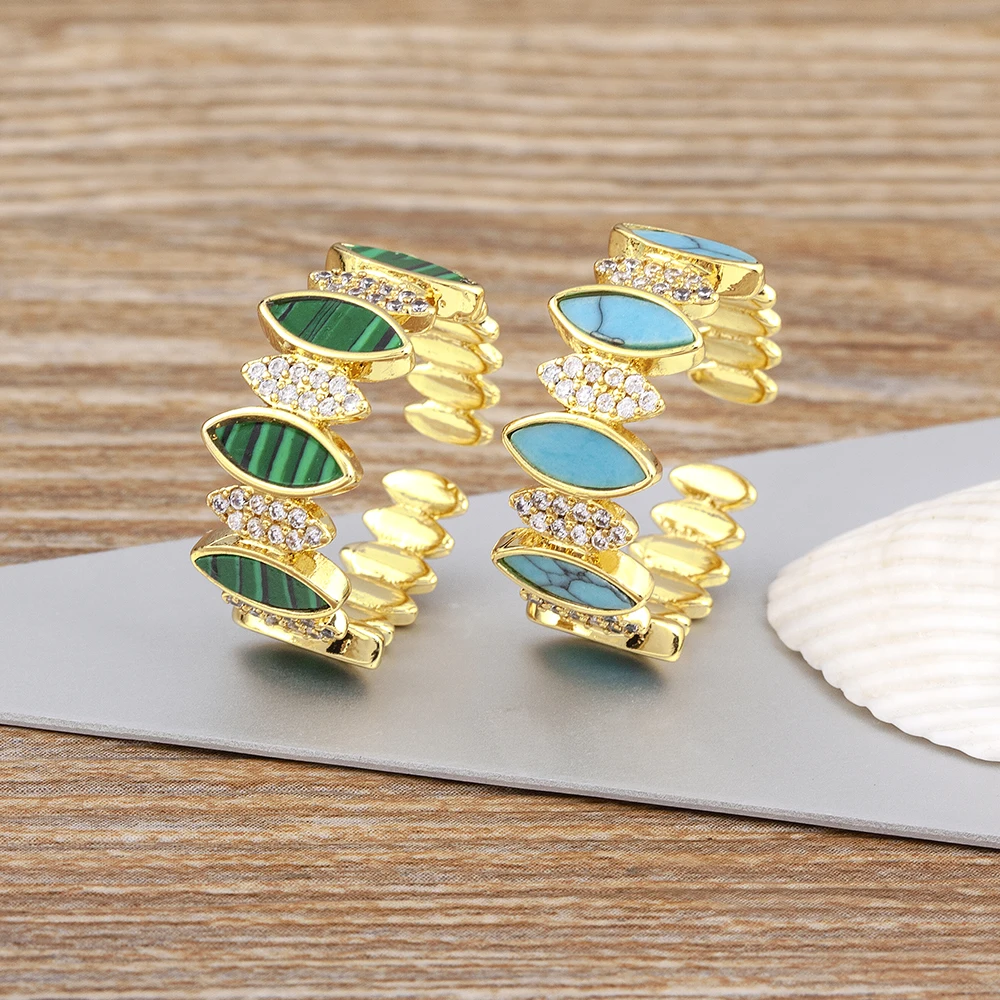 

AIBEF Colorful Enamel Open Rings For Women Geometric Oval Adjustable Rings With White CZ Zircon Wedding Party Jewelry Gifts