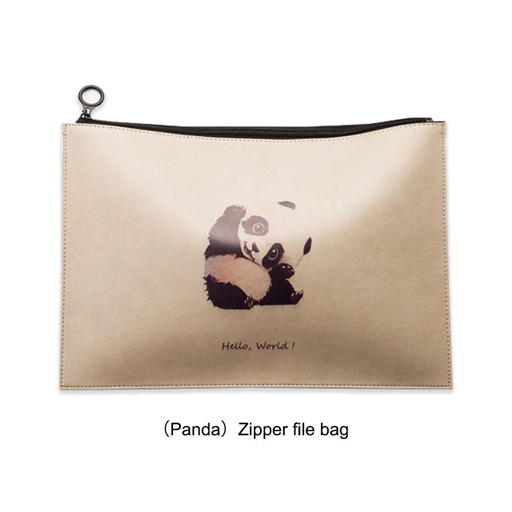 New Creative zip file bag folder A4 Cartoon Panda Cat waterproof animal kawaii Stationery Bag file folder School Office Supplies