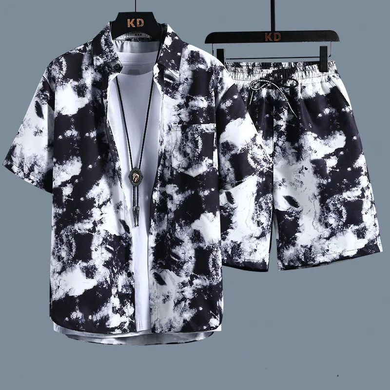 【 M-3XL 】 New Men's Printed Shirt Set, High-quality Fashionable Shorts, Hawaiian Style Casual Floral Top, Summer Beach Shirt Set