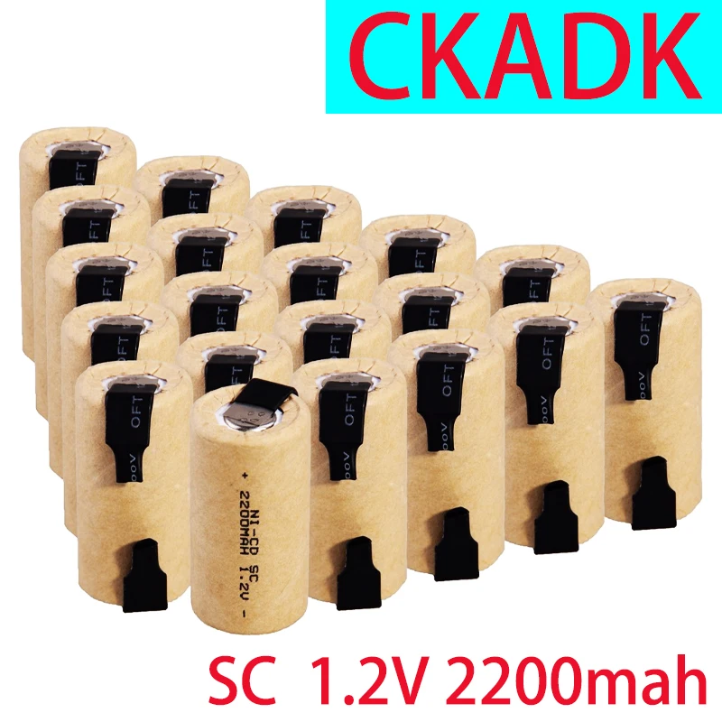 

1-30pcs Screwdriver Electric Drill SC Batteries 1.2V 2200mah Sub C Ni-Cd Rechargeable Battey With Tab Power Tool NiCd SUBC Cells