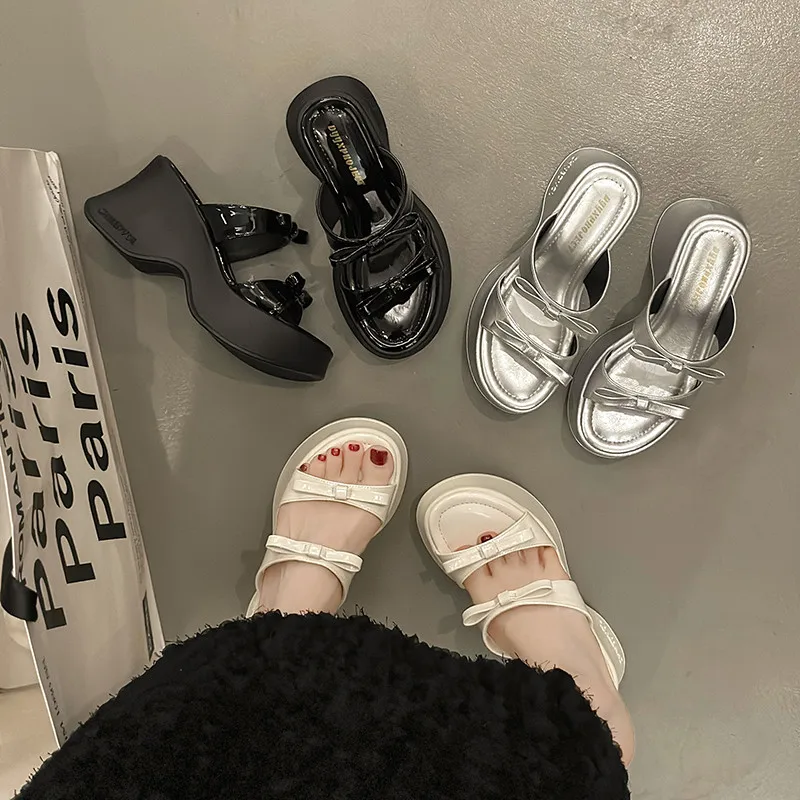 Шлепанцы женские с бантом-бабочкой повседневные Мягкие тапочки на платформе