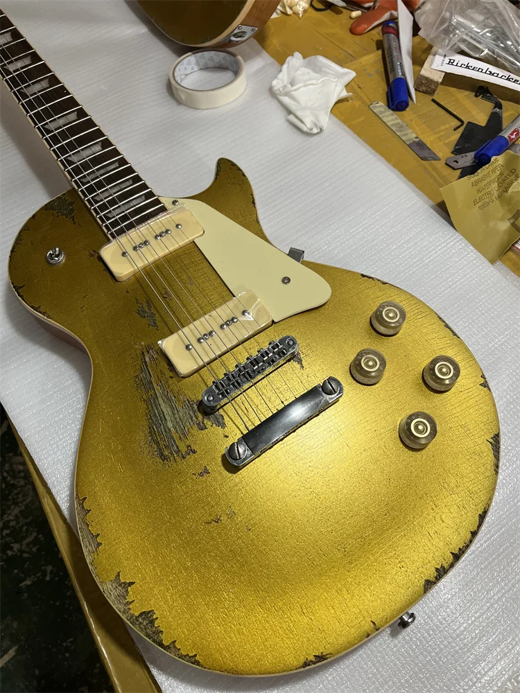 

Heavy Relic Standard Electric Guitar Mahogany Body Aged Hardware Golden top Color Nitro Lacquer Finish IN STOCK Fast Shipping