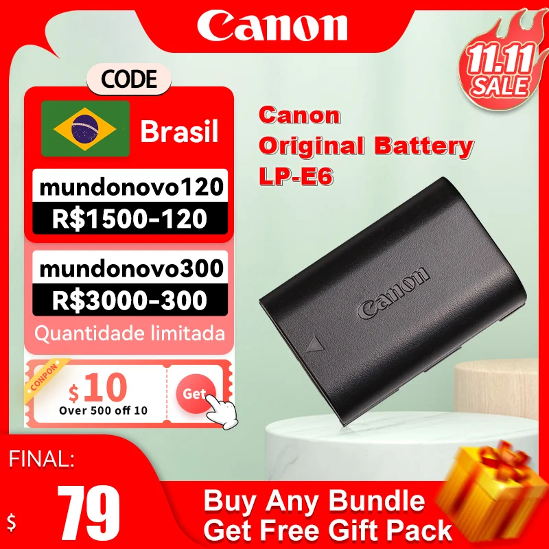 

【 11,11 sale】официальная Оригинальная батарея для камеры Canon LP-E6 для EOS R R6 R7 R5 R3 5D IV 6D II 90D 80D 70D 60D Digital SLR DSLR