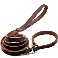 genuine leather dog leash adjustable dog collar integrated p leash rope for a dog training leash for medium large dogs pet items