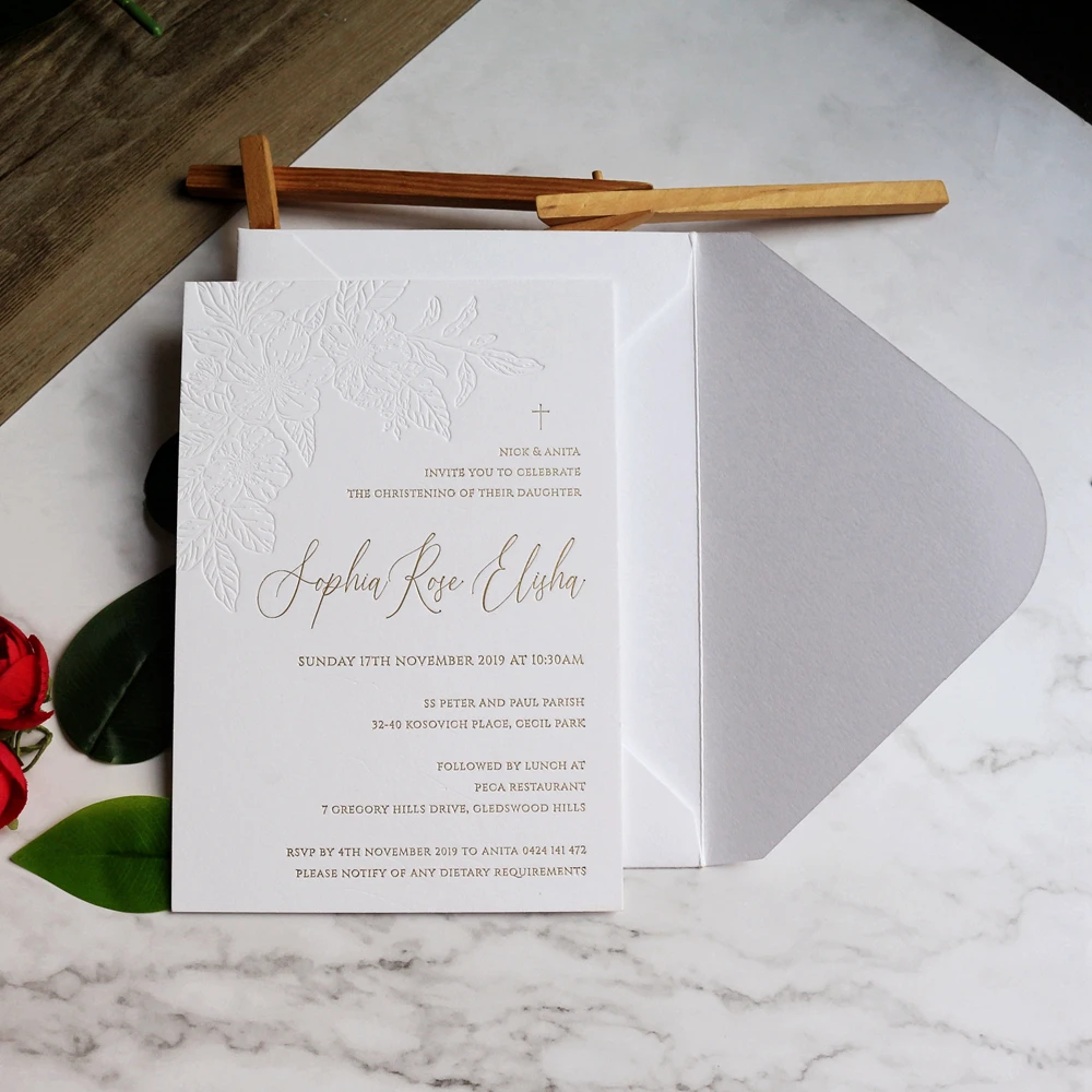 

70pcs Gold Foil Letterpress Party Invitations High Quality Wedding Birthday Bridal Shower Invite Card 600G Cotton Paper
