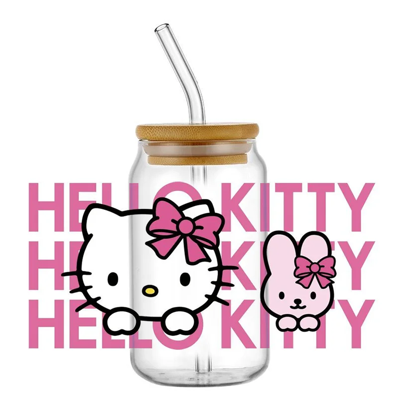 Miniso Hello Kitty милый мультяшный дизайн UF DTF кофейная кружка Libbey на 16 унций легкая