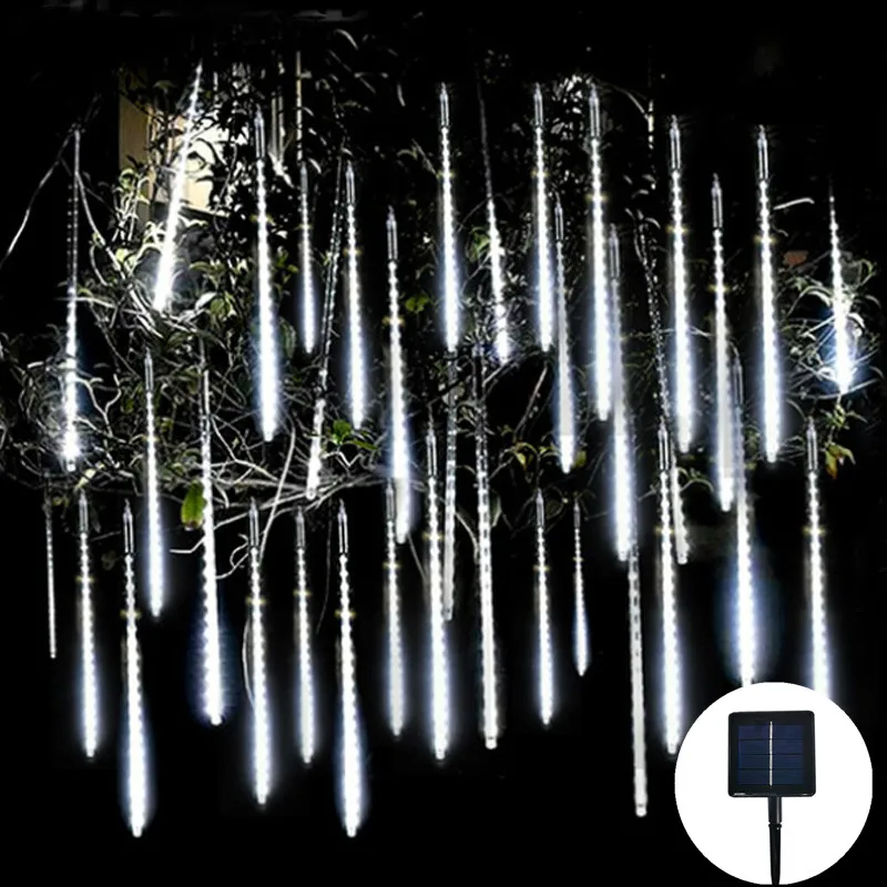 

Meteor Shower Garland Festoon Holiday Strip Light Outdoor Waterproof Fairy String Lights for Street Patio Decoration Solar Power