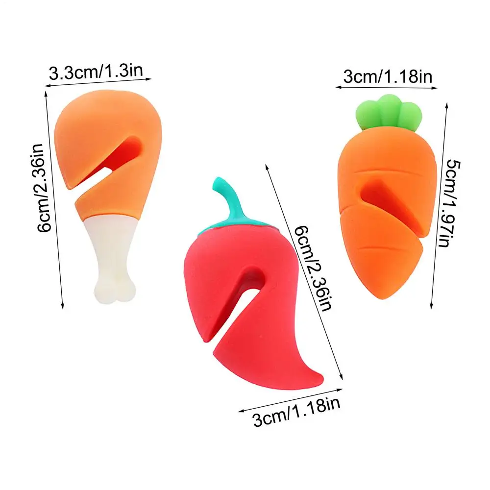 

Набор из 3 силиконовых подставок для крышек: термостойкие держатели для крышек в форме перца чили, куриных ножек, моркови
