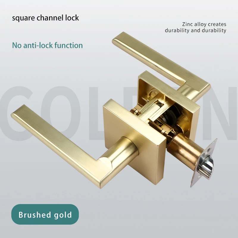 Закрытый замок для ванной комнаты, домашний квадратный скрытый замок с кнопками, дверной замок для ванной комнаты из цинкового сплава, безключевая Золотая дверная ручка