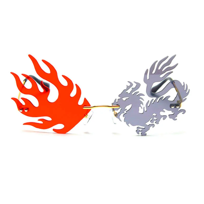 Солнцезащитные очки без оправы в стиле панк женские модные уникальные