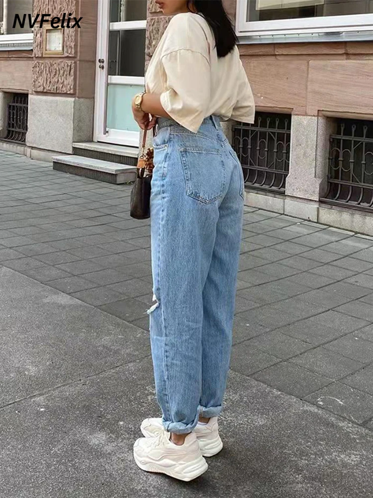 NVFelix мешковатые джинсы женские прямые джинсовые брюки для женщин модные