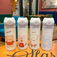 creative couple cartoon cute bear mug straw cup household water bottle for festival gift