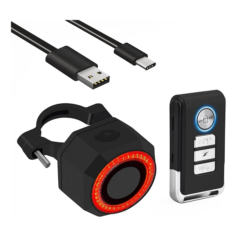 

Умный задний фонарь для велосипеда с дистанционным управлением, велосипедный фонарь 110 дБ, Противоугонная сигнализация для велосипеда, зад...