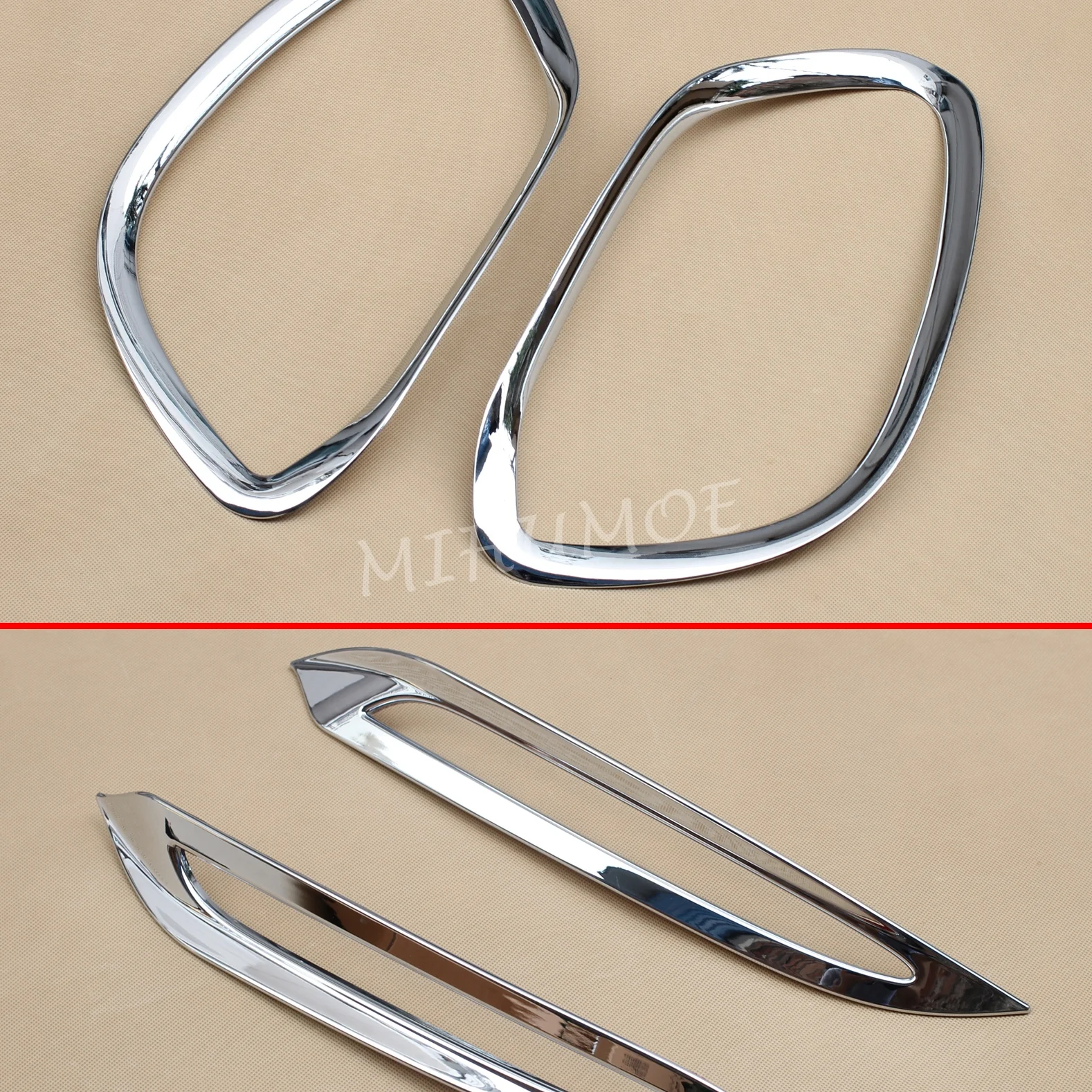 Front + Rear Chrome Fog Light Cover Surrounds For 2016 2017 2018 2019 Mercedes GLC Wagon X253