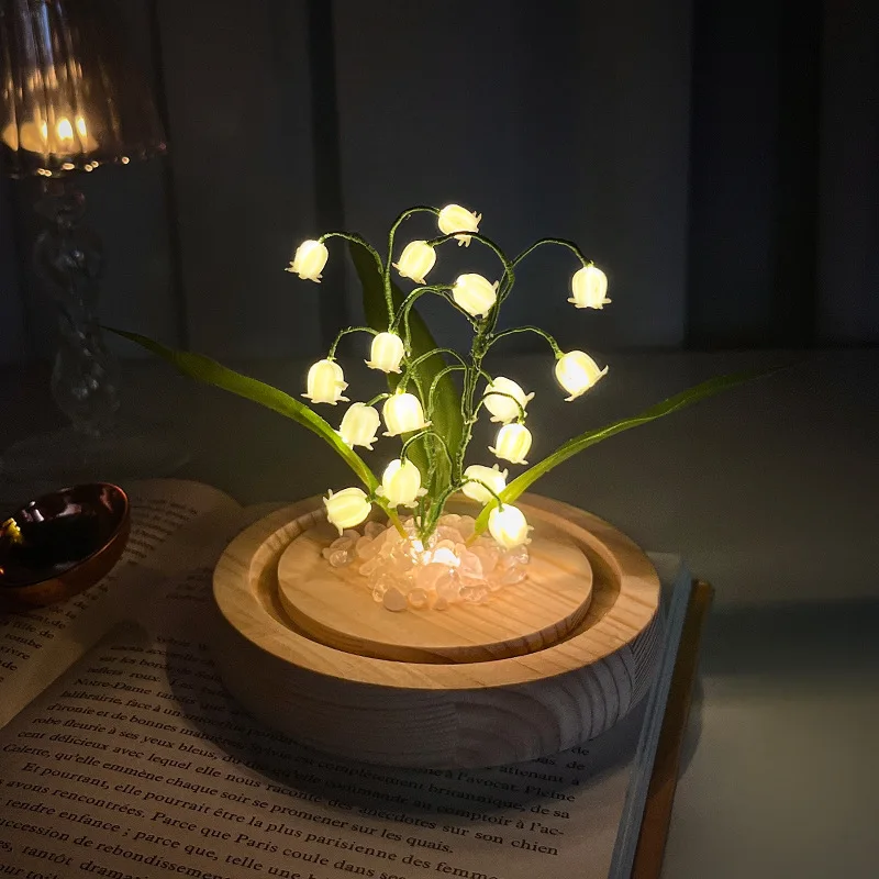 

LED Lily of The Valley Flowers DIY Material for Home Bedside Desktop Decor Valentine Birthday Gift Handmade Glow Night Light