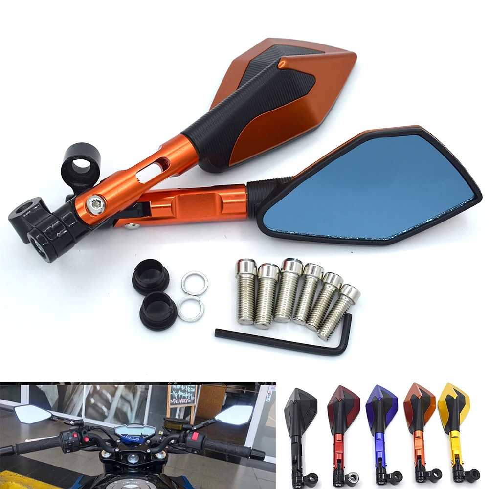 

Universal Motorcycle Rearview Mirror Blue Glass CNC Aluminum For KTM 390 200 125 Duke RC125 RC200 RC390 RC8 RC8R