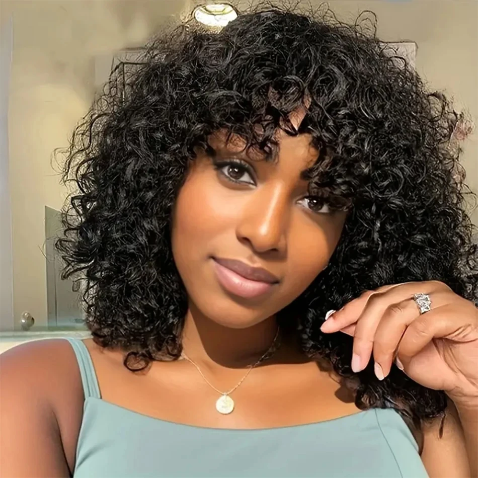 Индийский Парик Из Человеческих Волос Remy С Волнистой Текстурой И Челкой