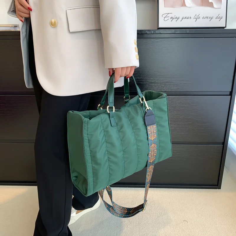 

Повседневная стеганая сумка-тоут с подкладкой, дизайнерские женские сумки, нейлоновые пуховые хлопковые Наплечные сумки через плечо в стиле ретро, большие искусственные 2022