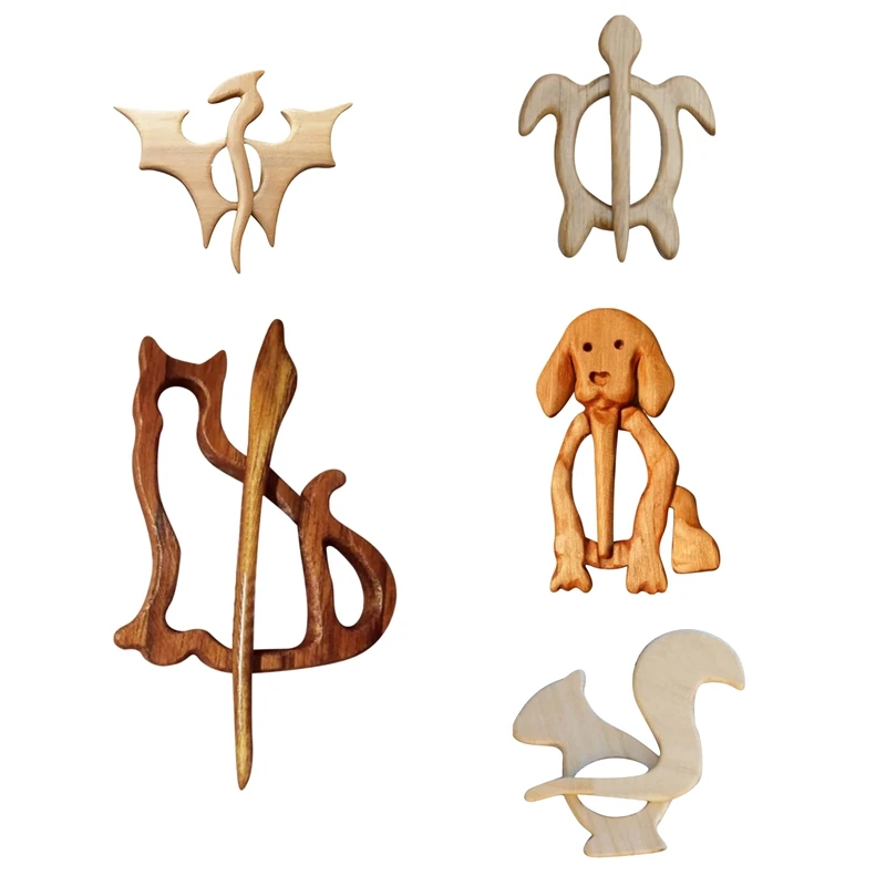 

Brooch Pin With Wooden Animal Pattern DIY Pin Scarf Buckle Clasp Jewelry Girl Wife Christmas Gifts