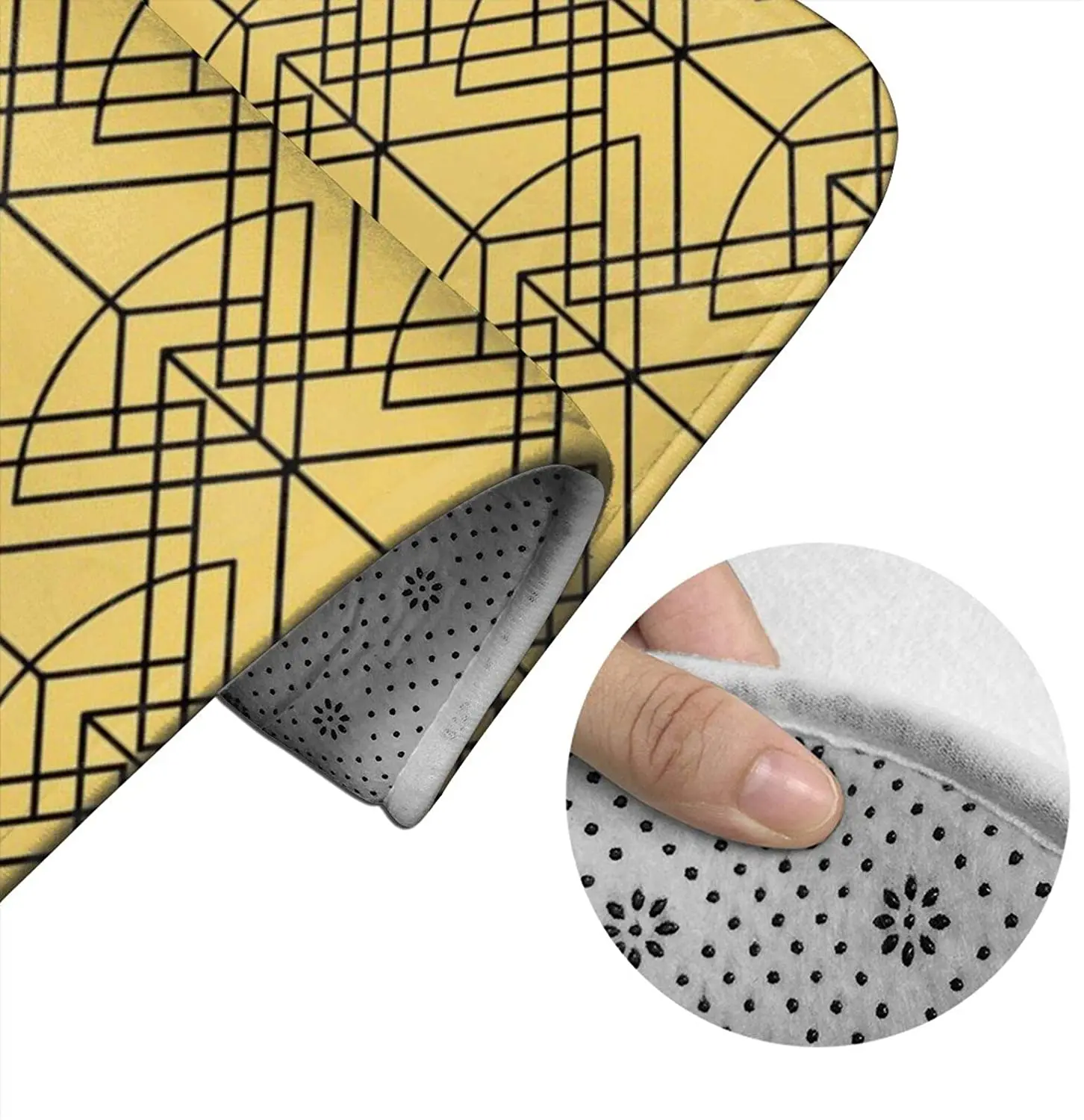 

Light Yellow Art Deco Bathroom Mat Sets 3 Piece Set Rugs Memory Foam Mat Set Toilet Seat Cover Bath Mat lid Cover