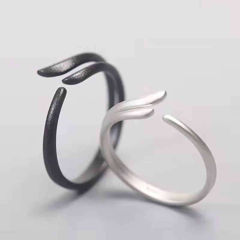 

Biyi Double Flying Bird Couple Ring Thai Silver Black Matte Best Friend Ring