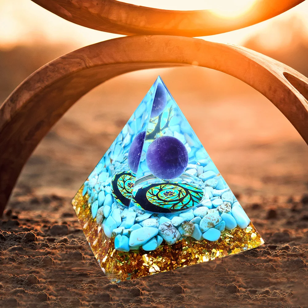 

5cm Natural Stone Orgonite Pyramid Crystals Orgone Energy Generator Healing Reiki Chakra Balancing Meditation Protection