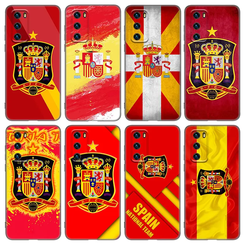 Spain Spanish Flag Phone Case For Huawei P50 P40 P30 P20 P10 P9 P8 Lite 2017 P Smart Z S Pro 2021 2020 2019 2018 Black Cover