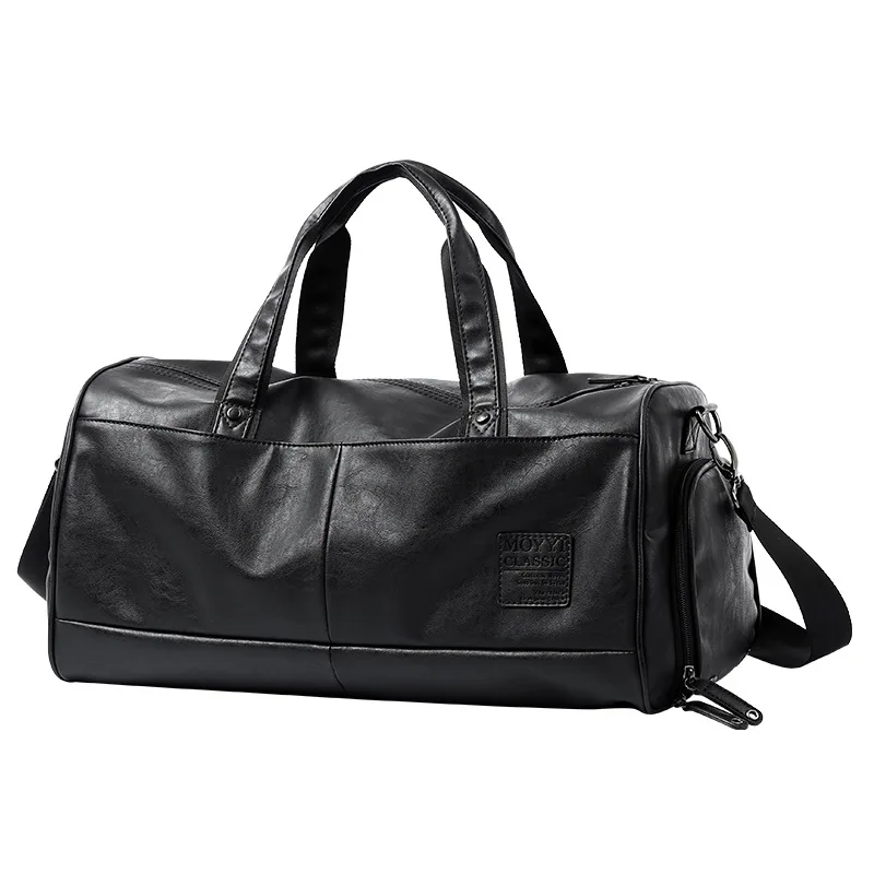 New Business Soft Leather Men's Travel Bag Large Capacity Duffel Bag Male Sports Fitness Gym Bag Texture Shoulder Crossbody Bag