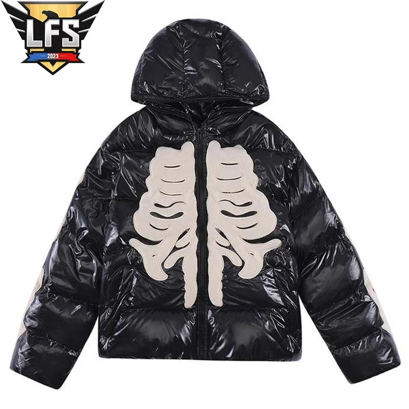 

Мужская зимняя Ретро парка со скелетом яркая куртка в стиле хип-хоп Уличная одежда в стиле Харадзюку Y2k Толстая теплая куртка с подкладкой свободное ветрозащитное пальто унисекс