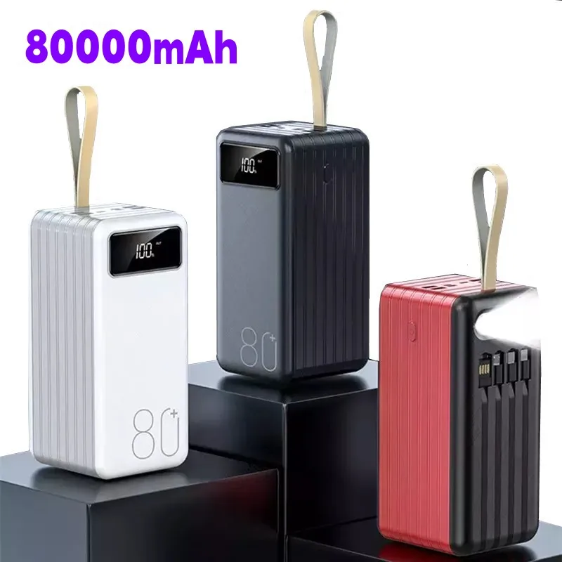

80000mAh Kapazität BatterieLadegerät Power Bank Gebaut-in Daten Linie 4 USB Ausgänge Mit LedDigital DisplayTragbare powerStation