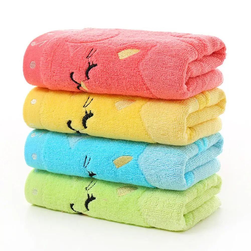

25X50CM Embroidery Musical Note Cat Towel Water-absorbing Bathroom Towel Cartoon Towel