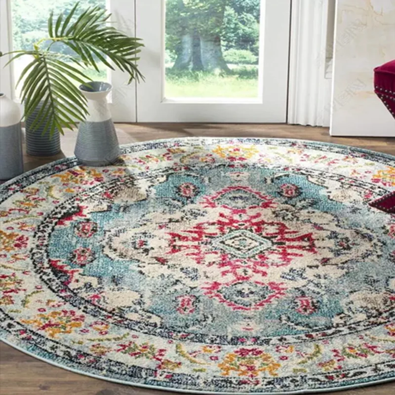 Round Vintage Carpet Living Room Decoration Rugs Persian Luxury Bedroom Decor Carpets Washable Lounge Rug Non-slip Floor Mat