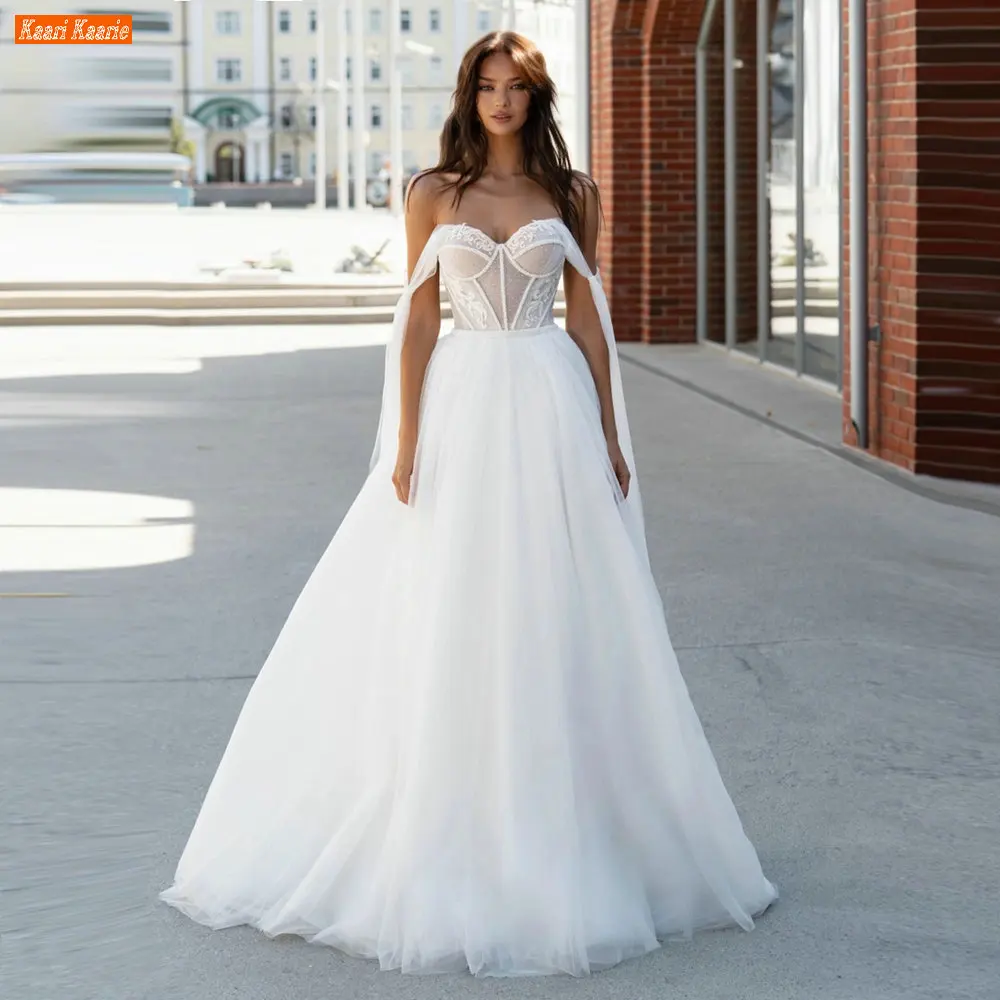 

Bohemian Wedding Deress 2023 Appliqued Beading Vestido De Noiva Princesa A Line Tulle Bride Gowns Custom Made Abito Da Sposa