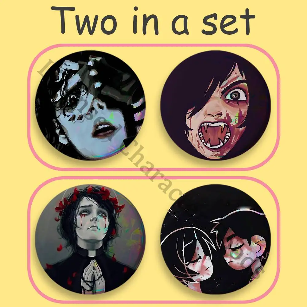 Фото Набор из 2-х круглых значков G-Gerard W-Way M-MCR Fanart (25, 32, 44, 58, 75 мм) для косплея, декора рюкзаков, коллекционирования и в качестве подарков, броши №1