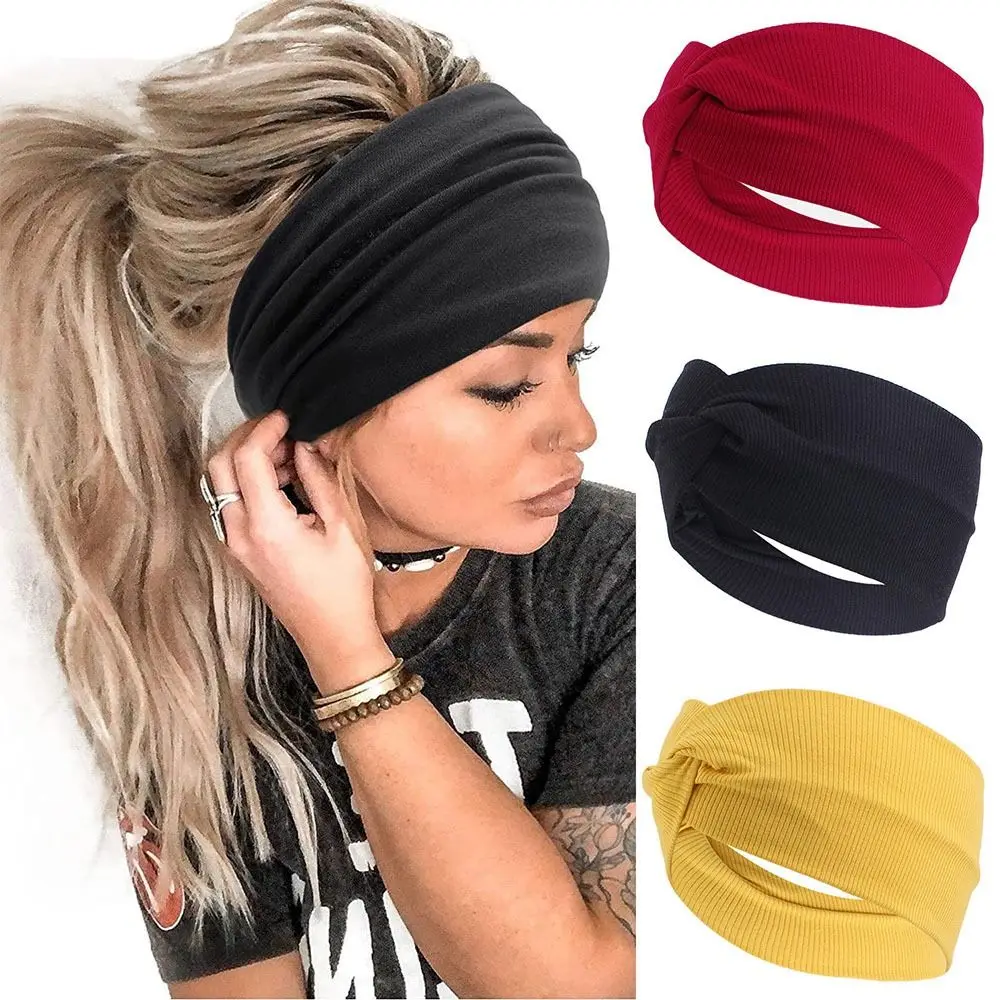 

10 Colors Running Accessories Nonslip Elastic Stretch Hair Band Fold Yoga Hairband Wide Sports Headband Turban Running Headwrap