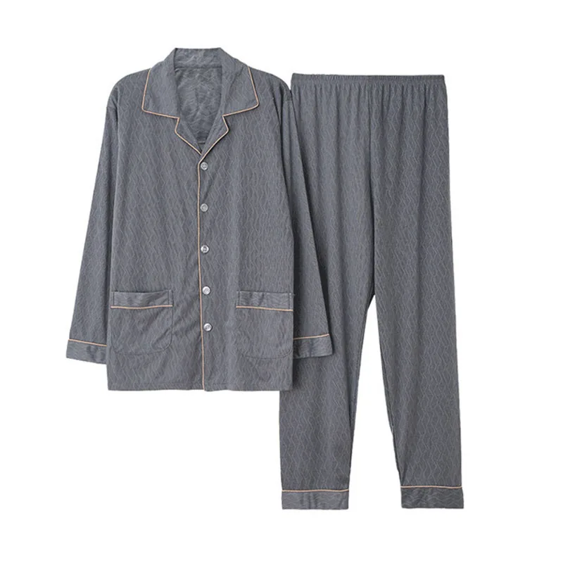 Men Autumn Winter Pajama Set Sleeping Homewear Sleepwear Cotton Clothes Warm Plush Loungewear  Long Sleeve Men Room Wear Pajama