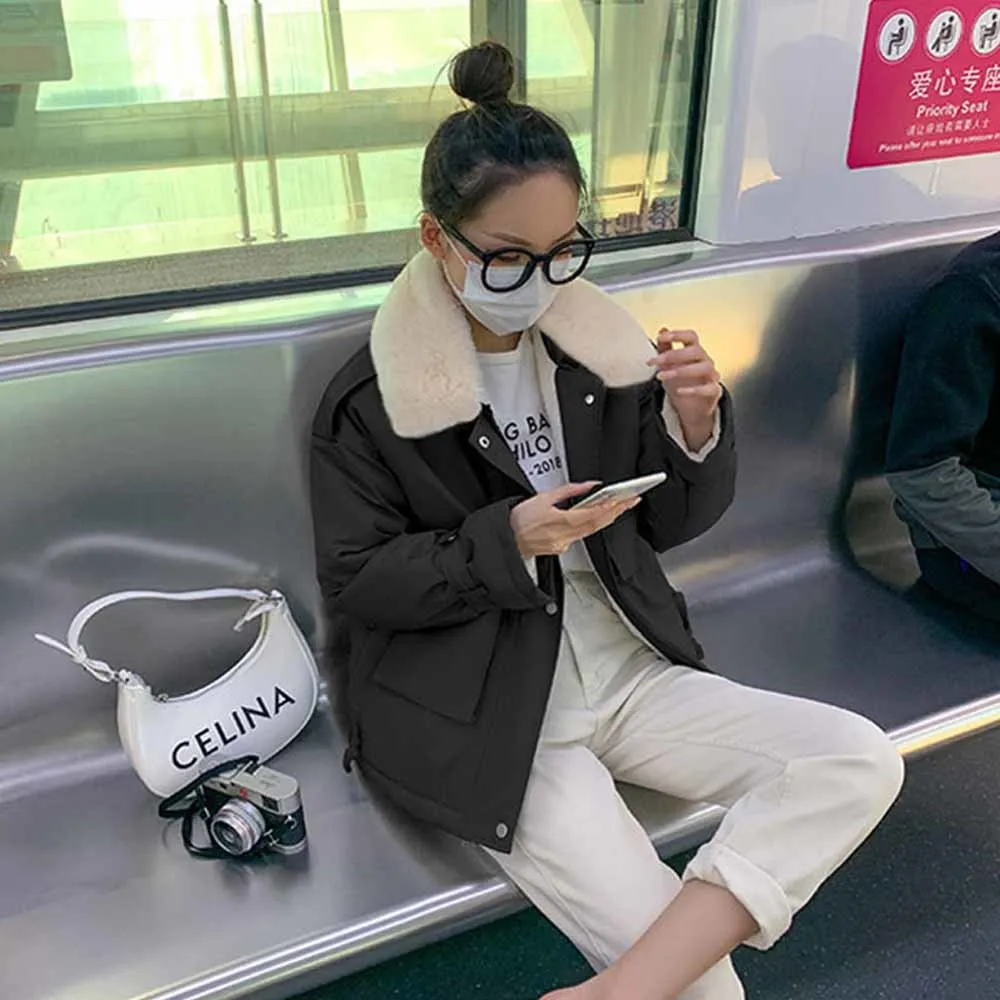 2023 Autumn Winter Women Jackets Quilted Puffer Parkas High-Quality Warm Wild Oversize Pink Lady Short Coat Korean Fashion Parka