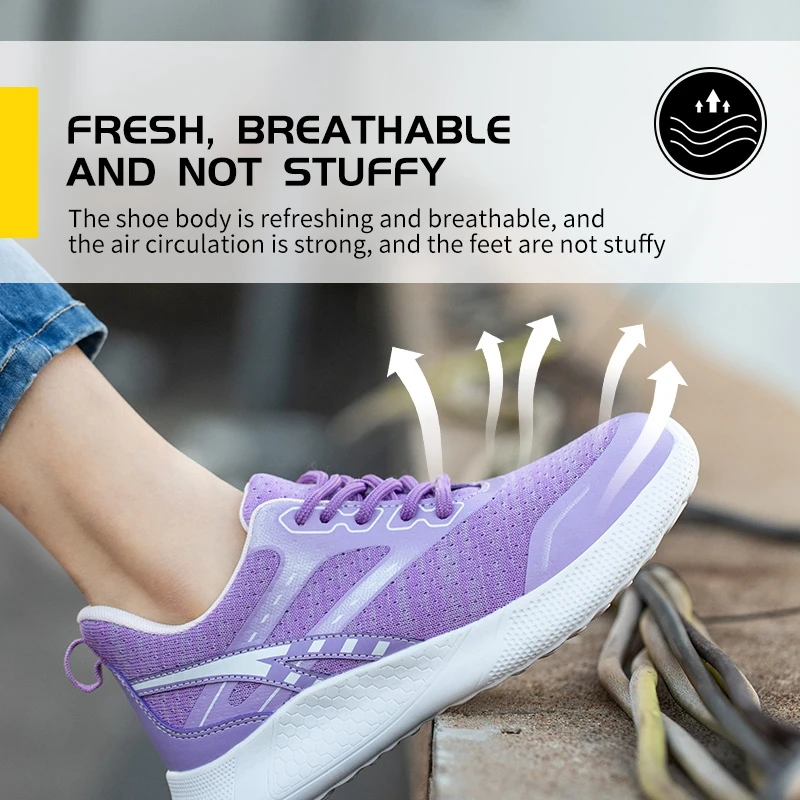 Latest 2023 Women's Shoes Indestructible Steel Toe Cap Safety Work Shoes Sneakers Lightweight Anti Smashing Female Footwear